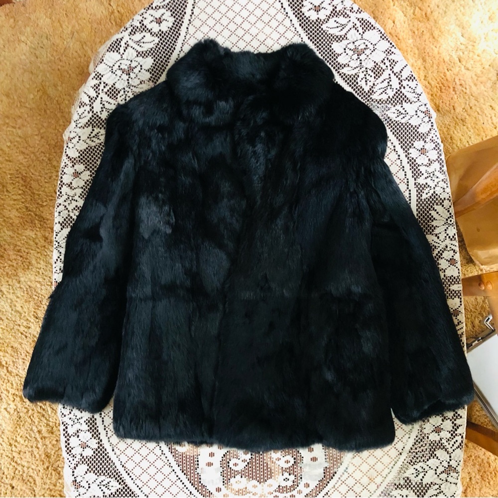 Gorgeous Black Rabbit Fur Coat with lining